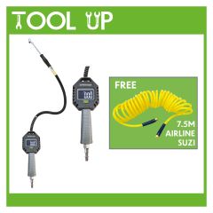Digital Professional Tyre Inflator - 0.50m Hose with Twin Push Connector ToolUp12 Deal