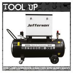 200L 3.0HP Compressor 10 Bar 230v With Silent Canopy ToolUp 13 Deal