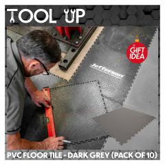 500x500mm Interlocking PVC Floor Tile - Dark Grey (Pack of 10) ToolUp 13 Deal