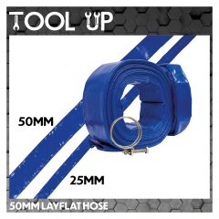 50mm Layflat Hose - 10m Pack c/w Hose Clamp ToolUp 13 Deal