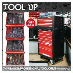 7+3 Drawer Professional Tool Chest with 173 Tools ( 2 Boxes ) ToolUp 13 Deal
