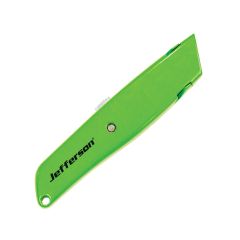 Full Size Retractable Box Cutter, Plastic Handle, Green, 6/Box - Zerbee