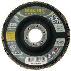 MacTec Premier INOX 4.5" Flap Disc Z40 Grit