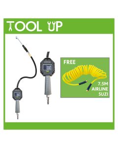 Digital Professional Tyre Inflator - 0.50m Hose with Twin Push Connector ToolUp12 Deal