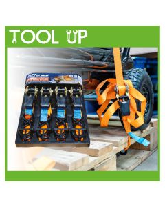 Orange Ratchet Strap Set 5.0m x 25mm (4pc) ToolUp12 Deal