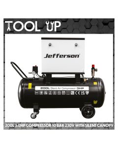 200L 3.0HP Compressor 10 Bar 230v With Silent Canopy ToolUp 13 Deal
