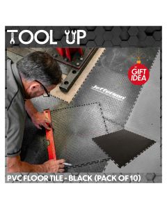 500x500mm Interlocking PVC Floor Tile - Black (Pack of 10) ToolUp 13 Deal