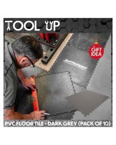 500x500mm Interlocking PVC Floor Tile - Dark Grey (Pack of 10) ToolUp 13 Deal