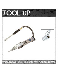 Professional Tyre Inflator - 0.50m Hose with Twin Push Connector ToolUp 13 Deal
