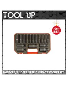 16 Piece 1/2" Deep Metric Impact Socket Set ToolUp 13 Deal
