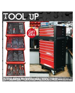 7+3 Drawer Professional Tool Chest with 173 Tools ( 2 Boxes ) ToolUp 13 Deal