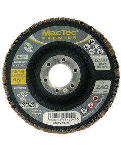 MacTec Premier INOX 4.5" Flap Disc Z40 Grit